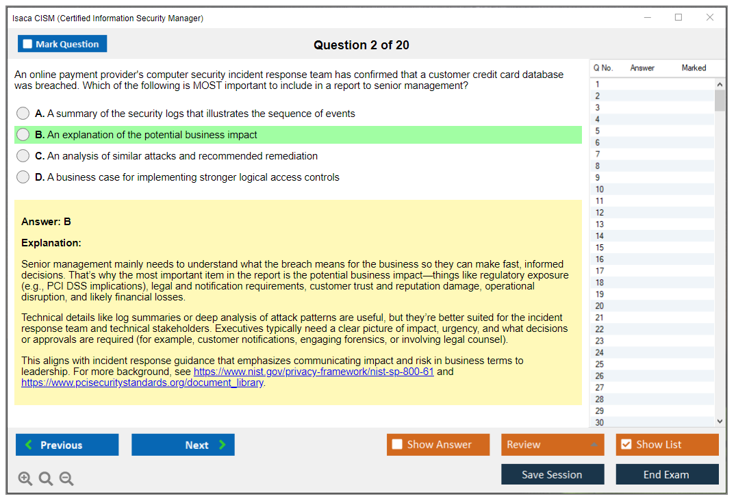 Isaca CISM (Certified Information Security Manager) Exam Simulator Test Engine Exam Prep 2