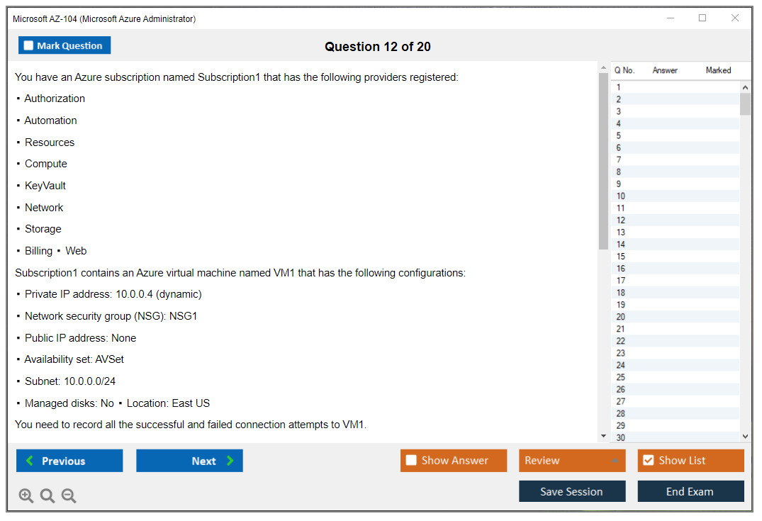 Microsoft AZ-104 (Microsoft Azure Administrator) Exam Simulator Test Engine Exam Prep 12