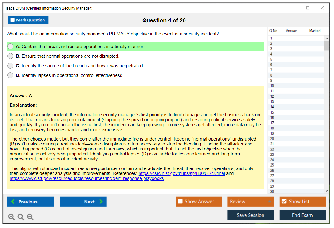 Isaca CISM (Certified Information Security Manager) Exam Simulator Test Engine Exam Prep 4