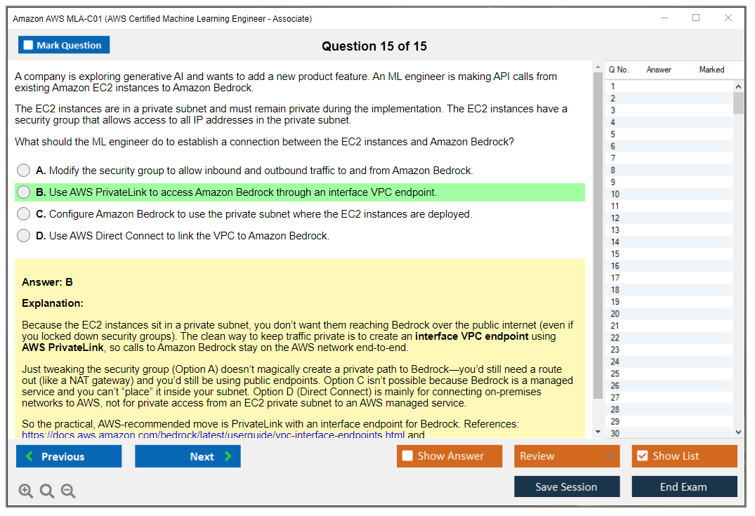 Amazon AWS MLA-C01 (AWS Certified Machine Learning Engineer - Associate) Exam Simulator Test Engine Exam Prep 15
