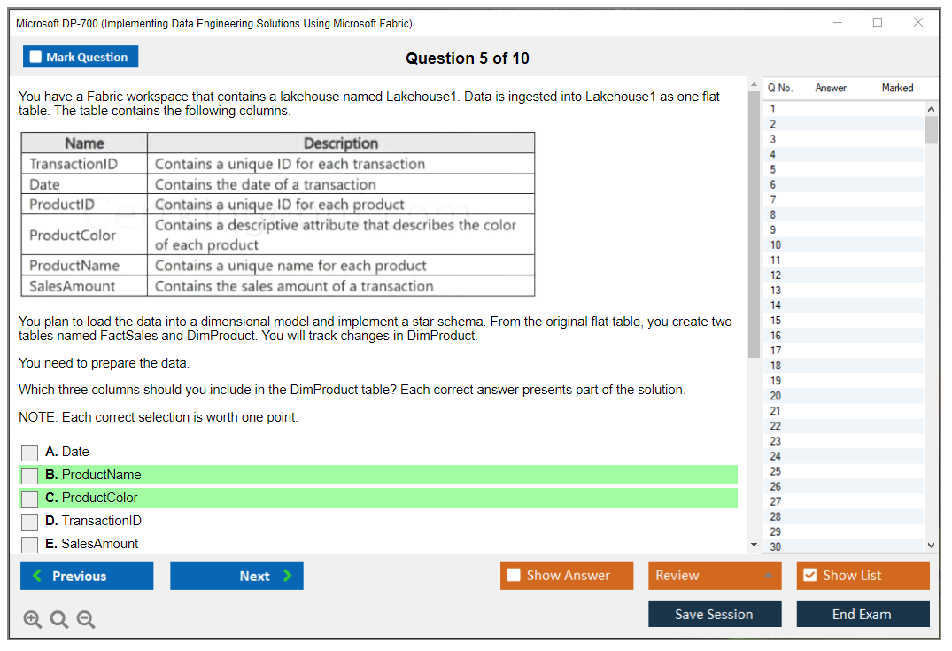 Microsoft DP-700 (Implementing Data Engineering Solutions Using Microsoft Fabric) Exam Simulator Test Engine Exam Prep 5