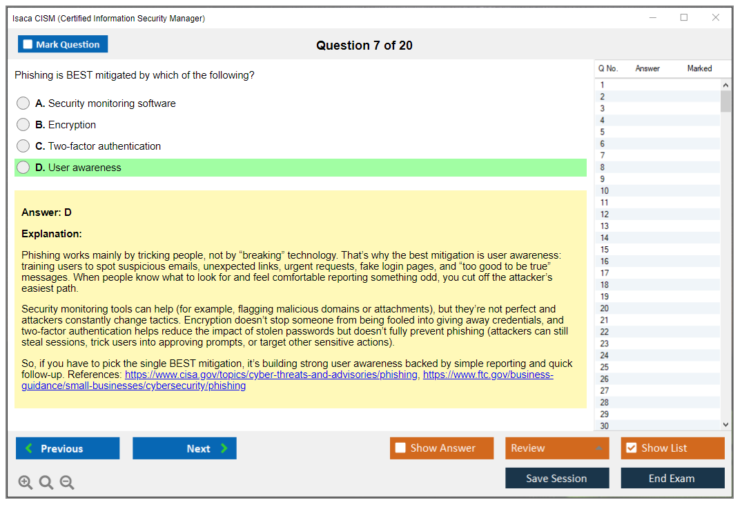 Isaca CISM (Certified Information Security Manager) Exam Simulator Test Engine Exam Prep 7