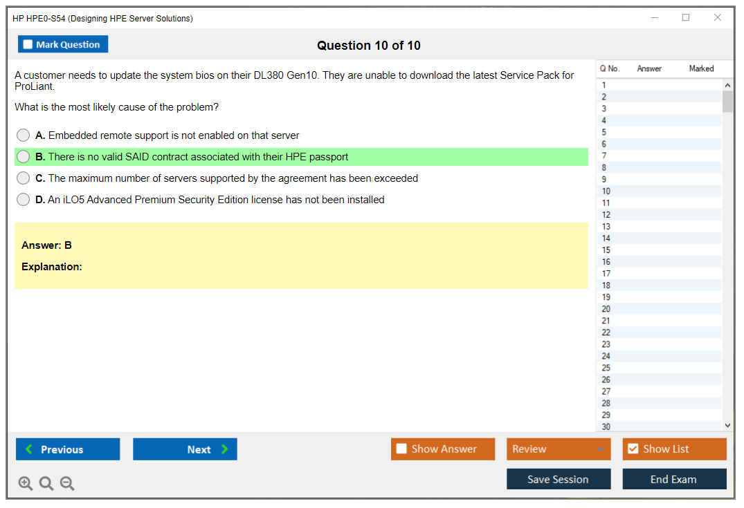 HP HPE0-S54 (Designing HPE Server Solutions) Exam Simulator Test Engine Exam Prep 10
