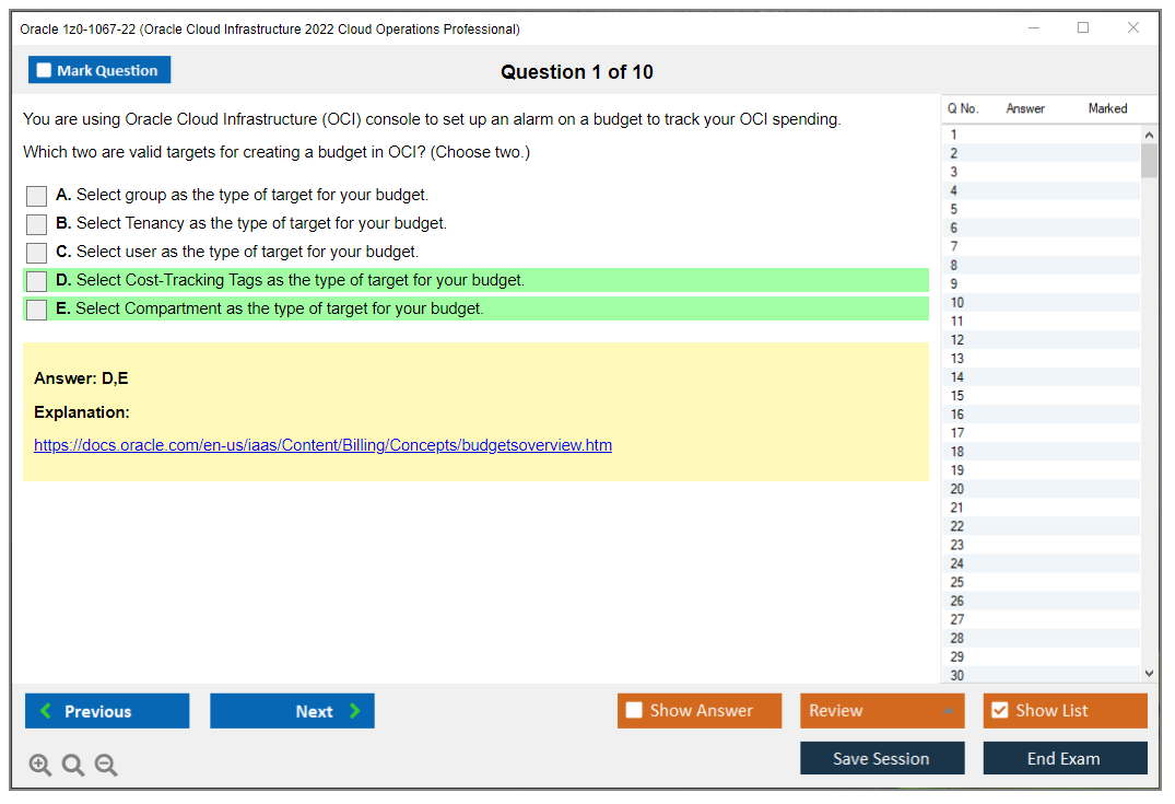 Oracle 1z0-1067-22 (Oracle Cloud Infrastructure 2022 Cloud Operations Professional) Exam Simulator Test Engine Exam Prep 1