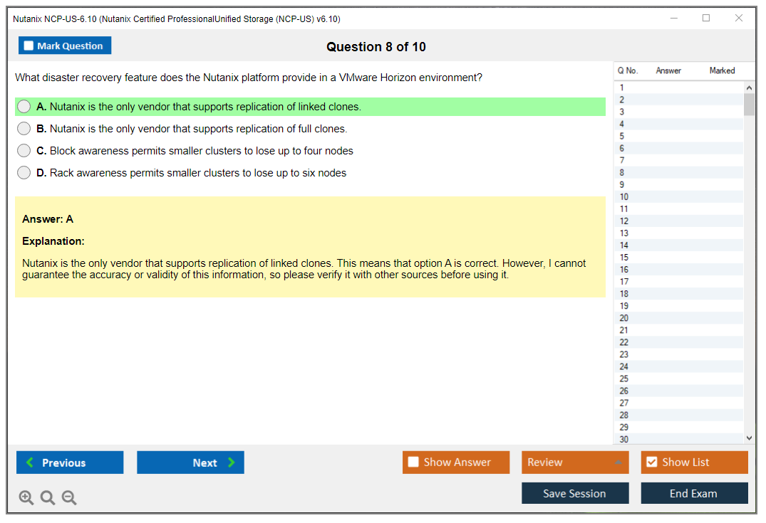 Nutanix NCP-US-6.10 (Nutanix Certified ProfessionalUnified Storage (NCP-US) v6.10) Exam Simulator Test Engine Exam Prep 8