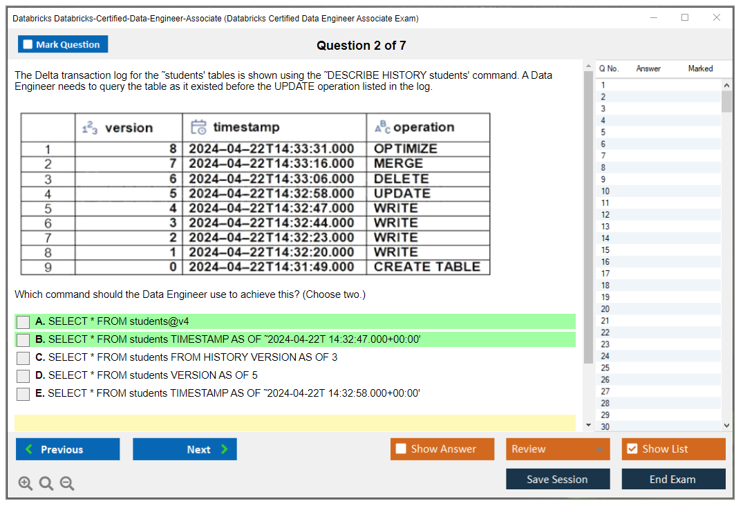 Databricks Databricks-Certified-Data-Engineer-Associate (Databricks Certified Data Engineer Associate Exam) Exam Simulator Test Engine Exam Prep 2