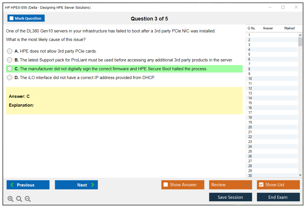 HP HPE0-S55 (Delta - Designing HPE Server Solutions) Exam Simulator Test Engine Exam Prep 3