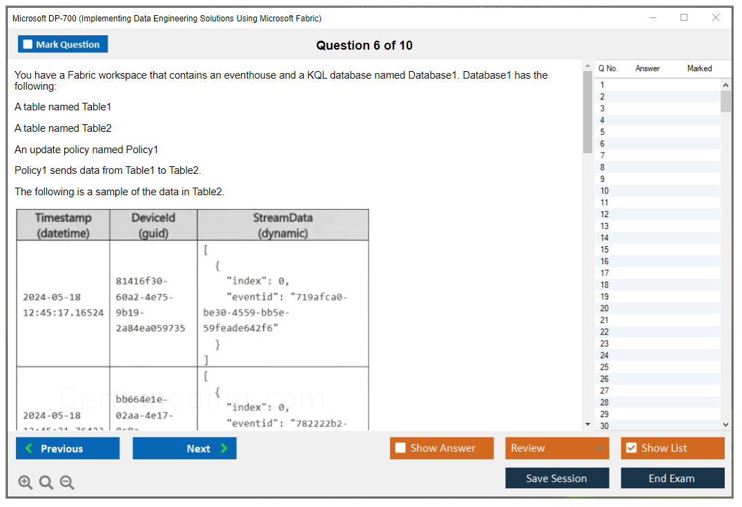 Microsoft DP-700 (Implementing Data Engineering Solutions Using Microsoft Fabric) Exam Simulator Test Engine Exam Prep 6