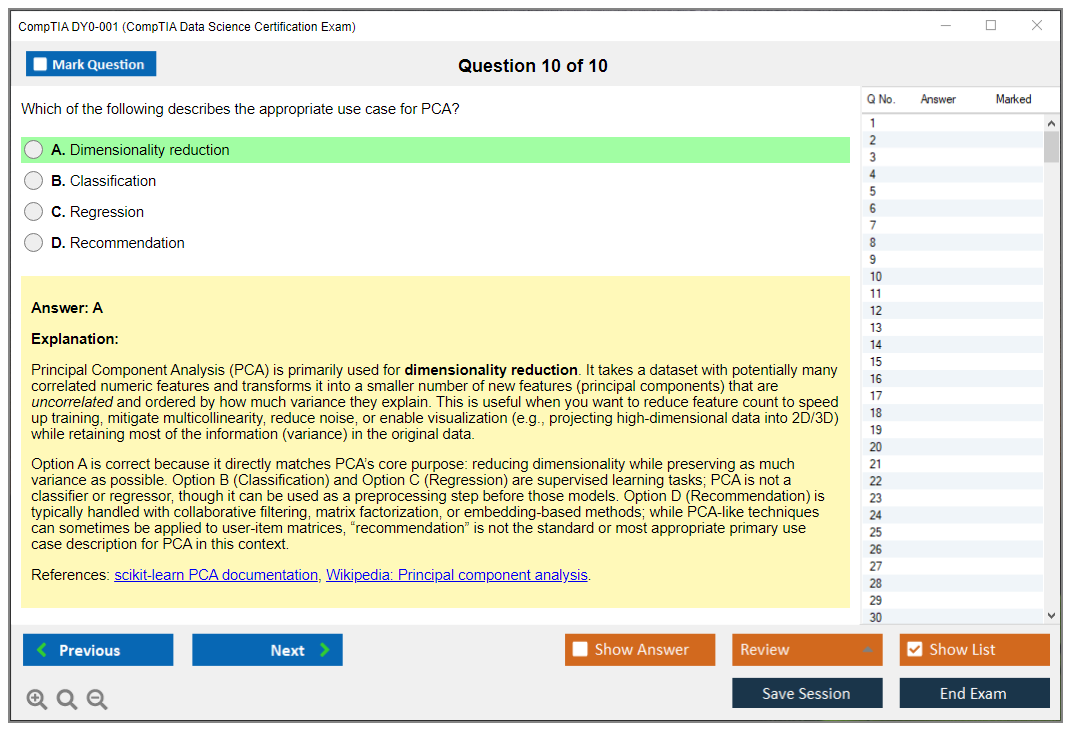 CompTIA DY0-001 (CompTIA Data Science Certification Exam) Exam Simulator Test Engine Exam Prep 10