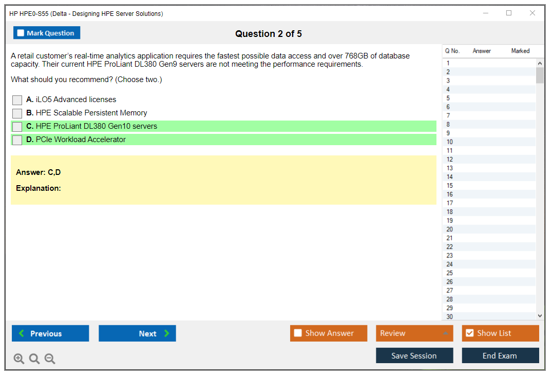 HP HPE0-S55 (Delta - Designing HPE Server Solutions) Exam Simulator Test Engine Exam Prep 2