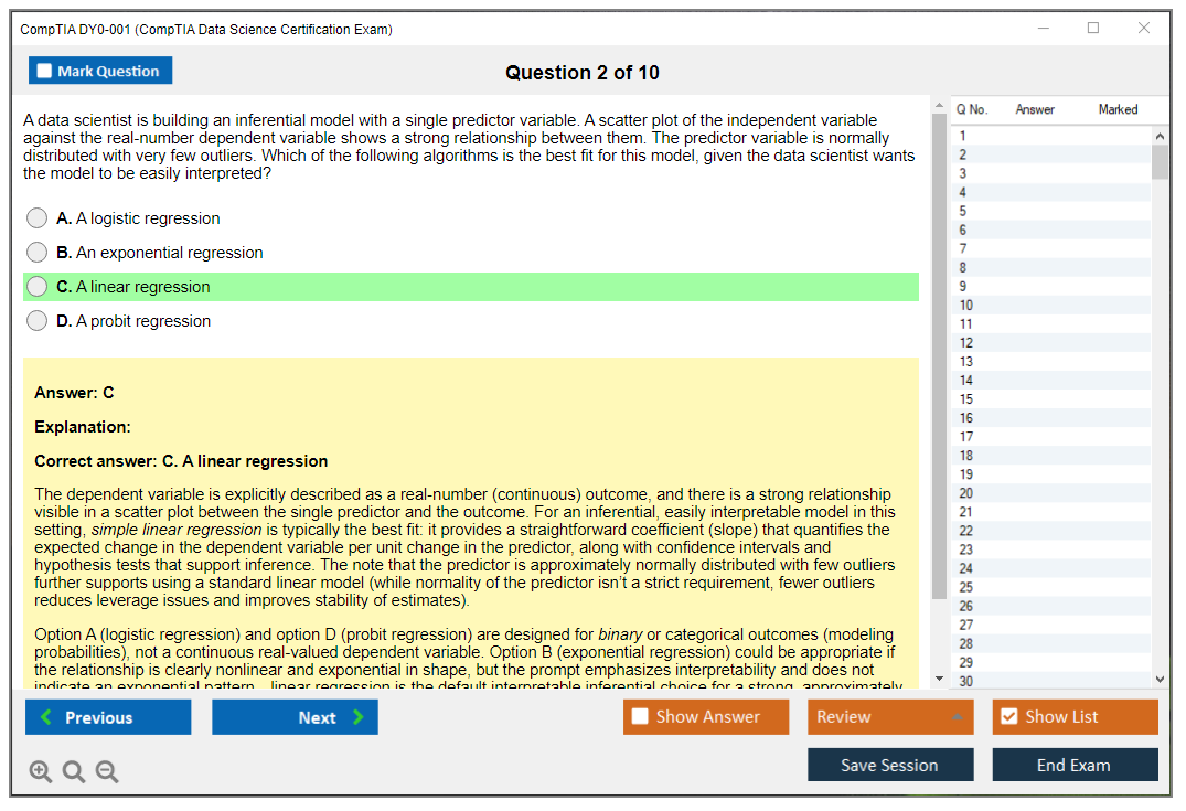 CompTIA DY0-001 (CompTIA Data Science Certification Exam) Exam Simulator Test Engine Exam Prep 2