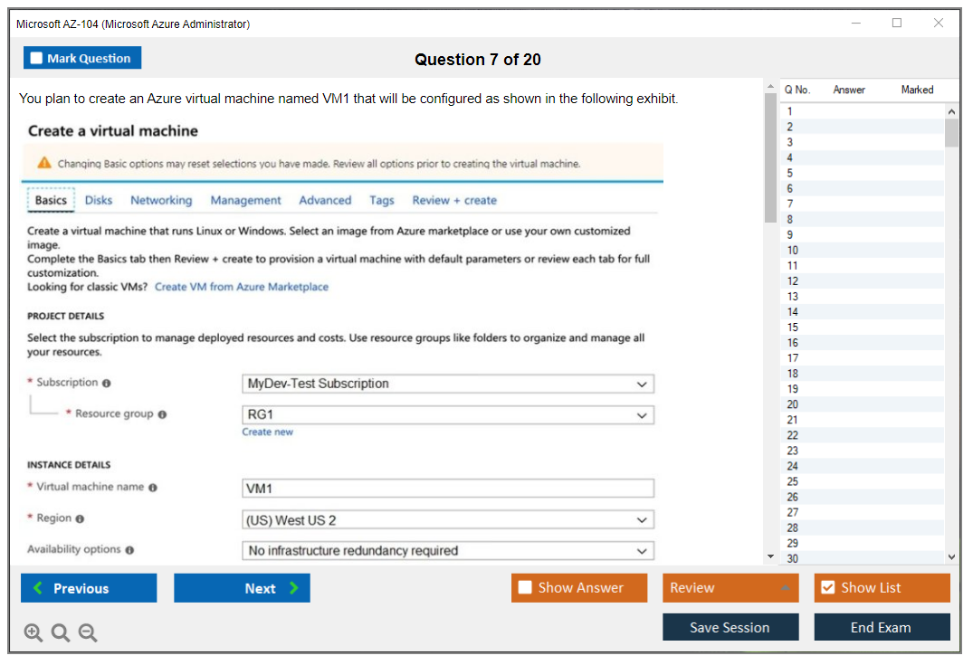 Microsoft AZ-104 (Microsoft Azure Administrator) Exam Simulator Test Engine Exam Prep 7