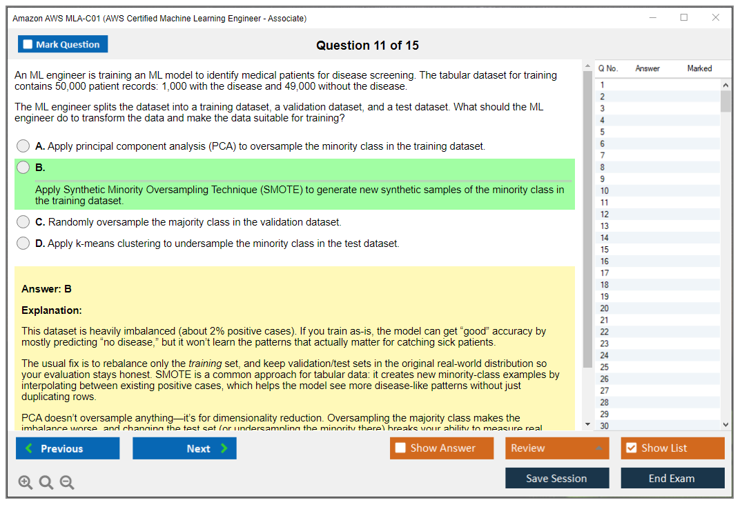 Amazon AWS MLA-C01 (AWS Certified Machine Learning Engineer - Associate) Exam Simulator Test Engine Exam Prep 11