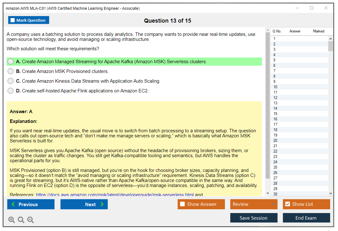 Amazon AWS MLA-C01 (AWS Certified Machine Learning Engineer - Associate) Exam Simulator Test Engine Exam Prep 13