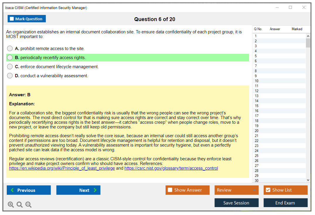 Isaca CISM (Certified Information Security Manager) Exam Simulator Test Engine Exam Prep 6