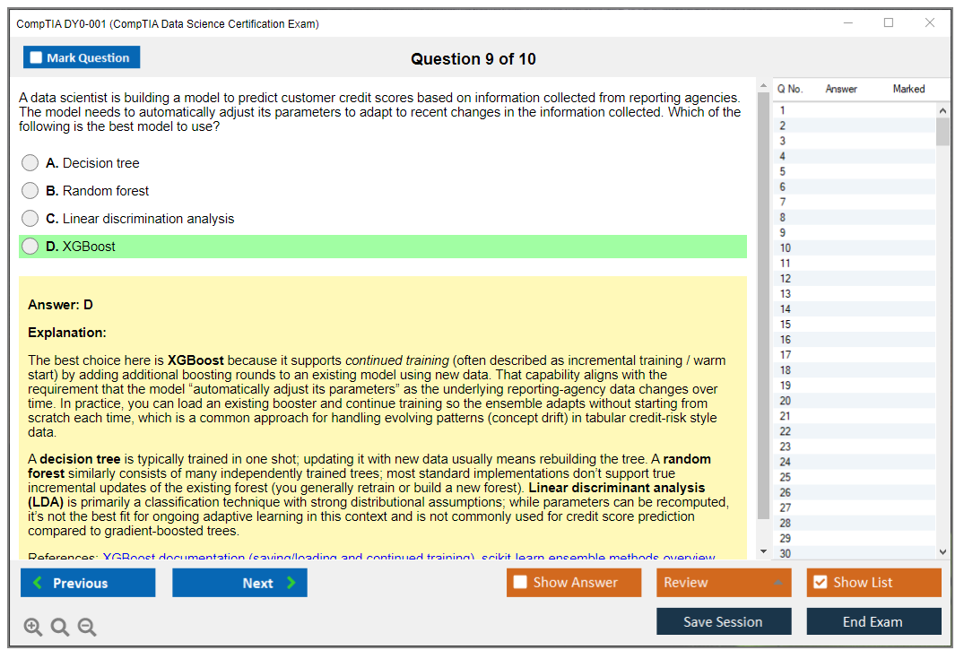 CompTIA DY0-001 (CompTIA Data Science Certification Exam) Exam Simulator Test Engine Exam Prep 9