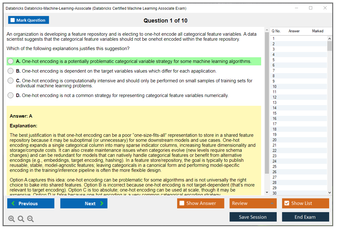 Databricks Databricks-Machine-Learning-Associate (Databricks Certified Machine Learning Associate Exam) Exam Simulator Test Engine Exam Prep 1