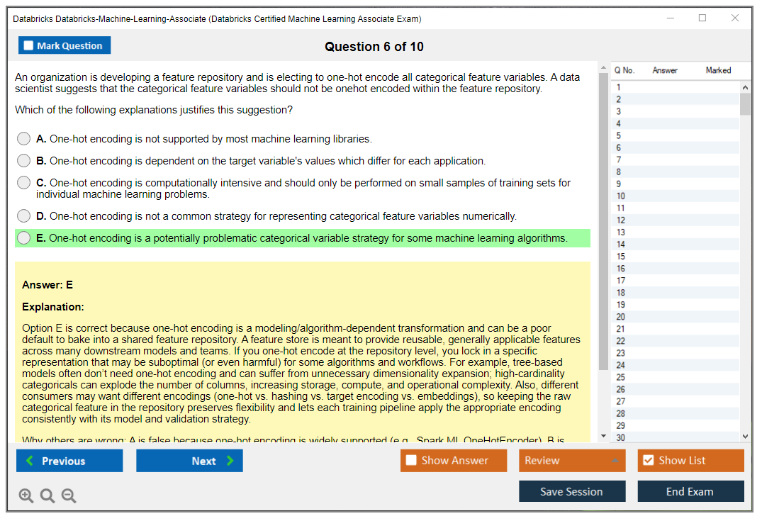 Databricks Databricks-Machine-Learning-Associate (Databricks Certified Machine Learning Associate Exam) Exam Simulator Test Engine Exam Prep 6
