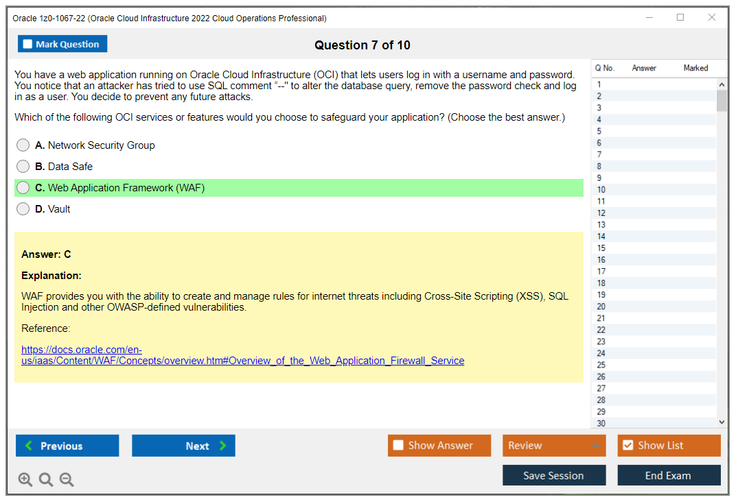 Oracle 1z0-1067-22 (Oracle Cloud Infrastructure 2022 Cloud Operations Professional) Exam Simulator Test Engine Exam Prep 7