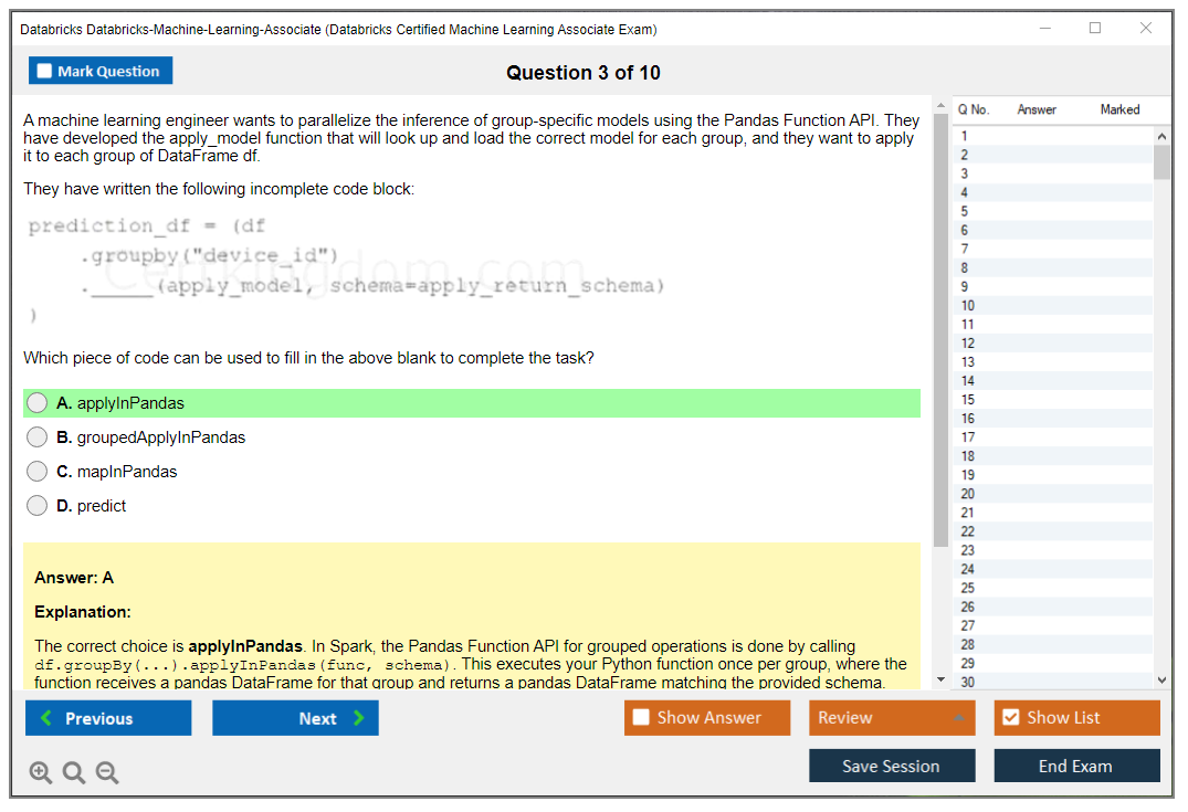 Databricks Databricks-Machine-Learning-Associate (Databricks Certified Machine Learning Associate Exam) Exam Simulator Test Engine Exam Prep 3