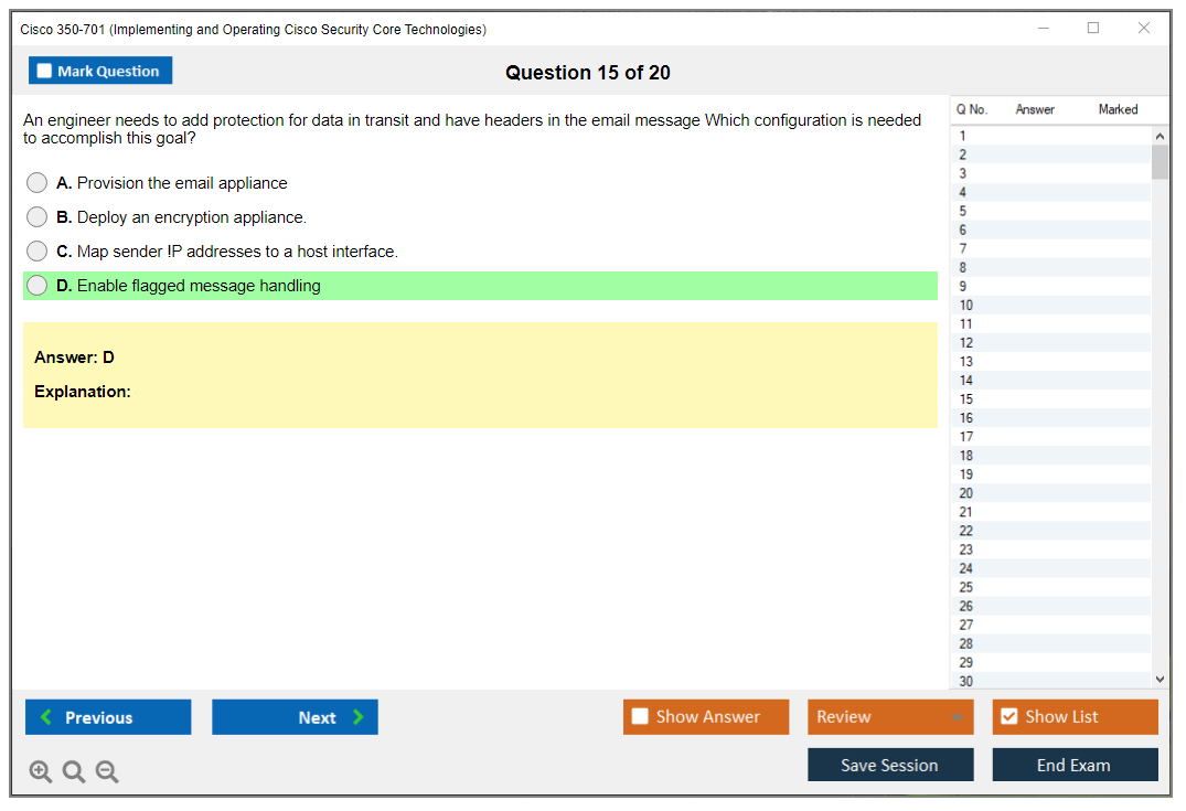 Cisco 350-701 (Implementing and Operating Cisco Security Core Technologies (SCOR 350-701)) Exam Simulator Test Engine Exam Prep 15