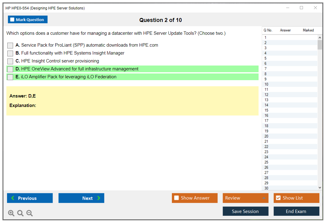 HP HPE0-S54 (Designing HPE Server Solutions) Exam Simulator Test Engine Exam Prep 2