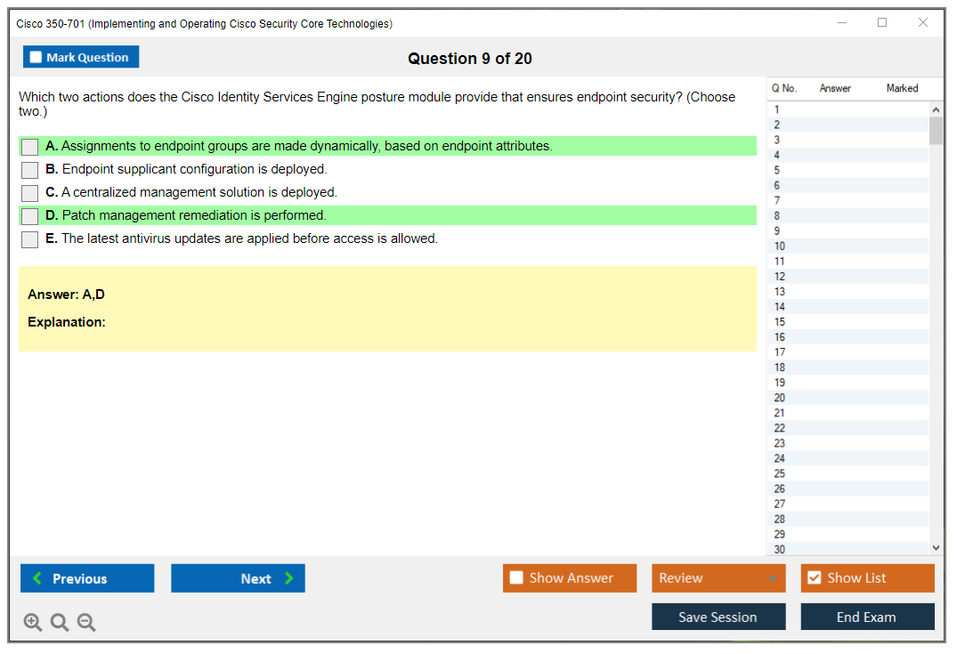 Cisco 350-701 (Implementing and Operating Cisco Security Core Technologies (SCOR 350-701)) Exam Simulator Test Engine Exam Prep 9