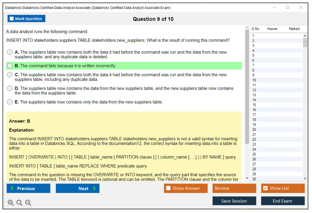Databricks Databricks-Certified-Data-Analyst-Associate (Databricks Certified Data Analyst Associate Exam) Exam Simulator Test Engine Exam Prep 9