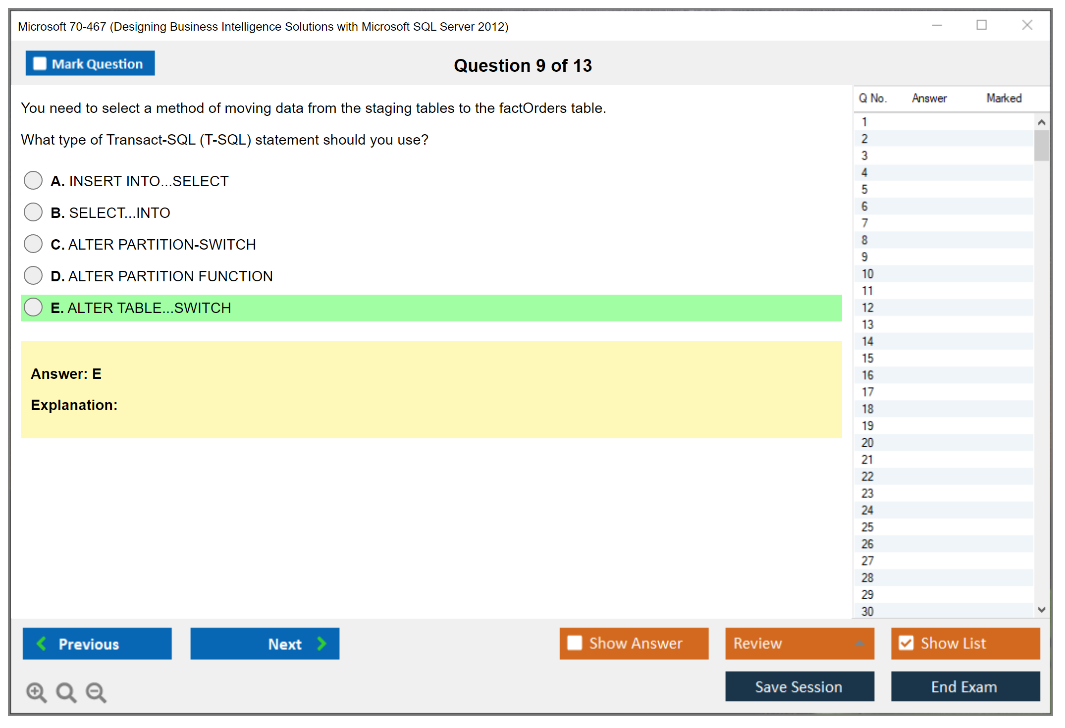 Microsoft 70-467 (Designing Business Intelligence Solutions with Microsoft SQL Server 2012) Exam Simulator Test Engine Exam Prep 9