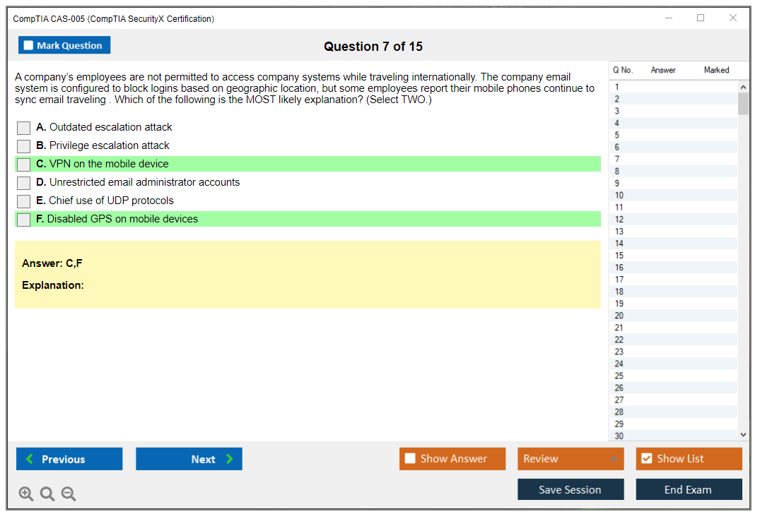 CompTIA CAS-005 (CompTIA SecurityX Certification Exam) Exam Simulator Test Engine Exam Prep 7