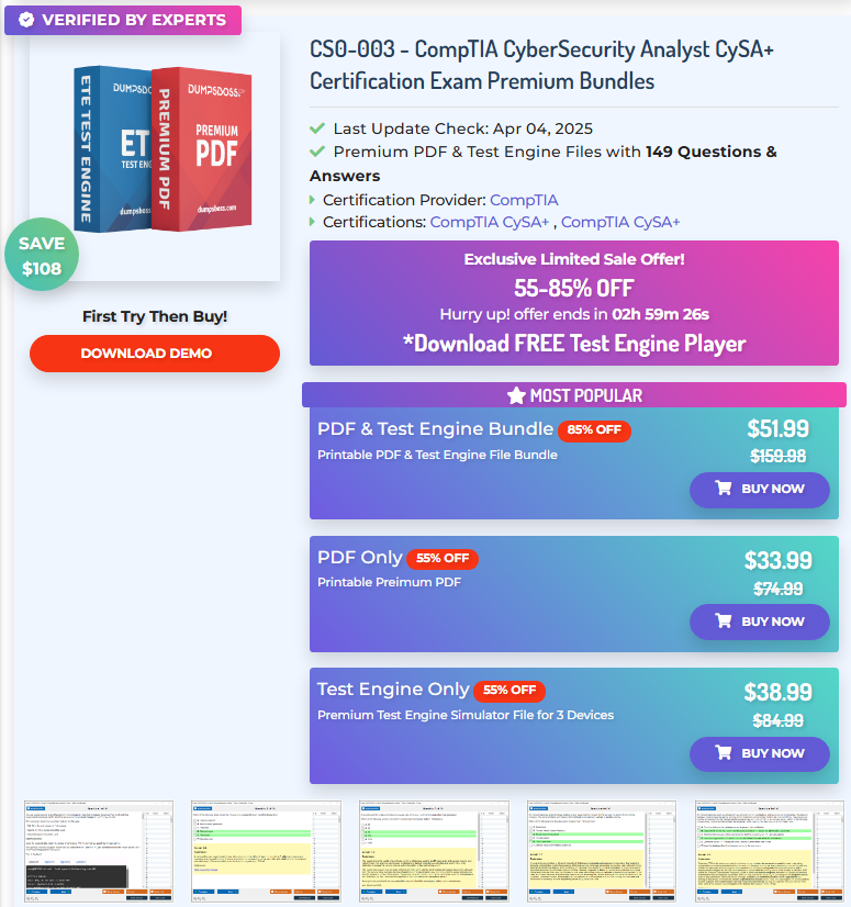 CS0-003 Exam Dumps Questions and Study Guide
