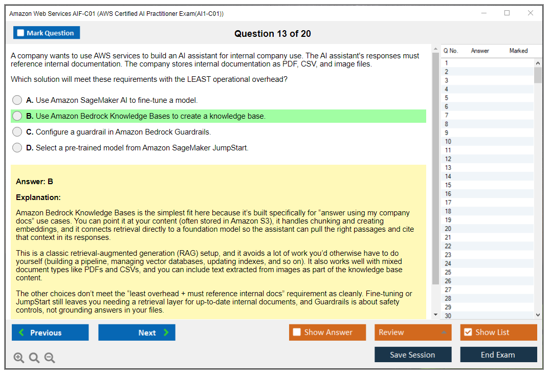 Amazon AWS AIF-C01 (AWS Certified AI Practitioner Exam(AI1-C01)) Exam Simulator Test Engine Exam Prep 13