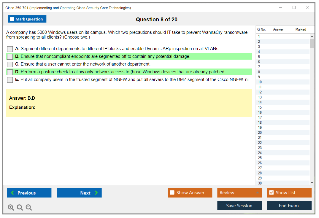 Cisco 350-701 (Implementing and Operating Cisco Security Core Technologies (SCOR 350-701)) Exam Simulator Test Engine Exam Prep 8
