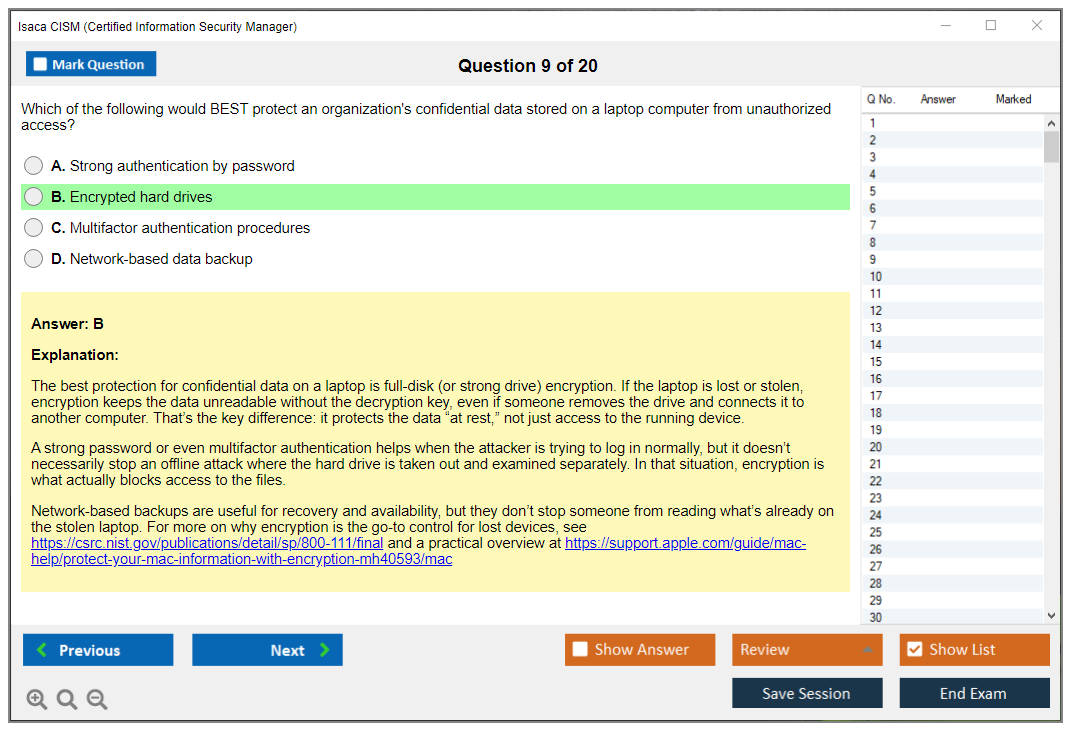 Isaca CISM (Certified Information Security Manager) Exam Simulator Test Engine Exam Prep 9
