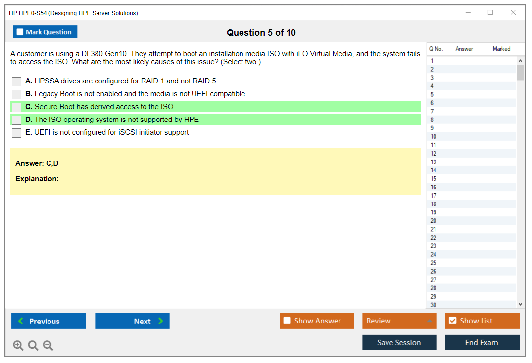 HP HPE0-S54 (Designing HPE Server Solutions) Exam Simulator Test Engine Exam Prep 5
