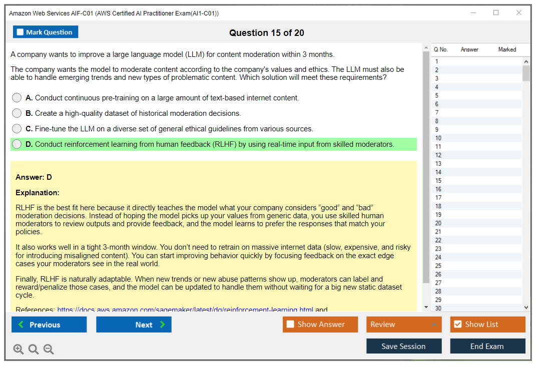 Amazon AWS AIF-C01 (AWS Certified AI Practitioner Exam(AI1-C01)) Exam Simulator Test Engine Exam Prep 15