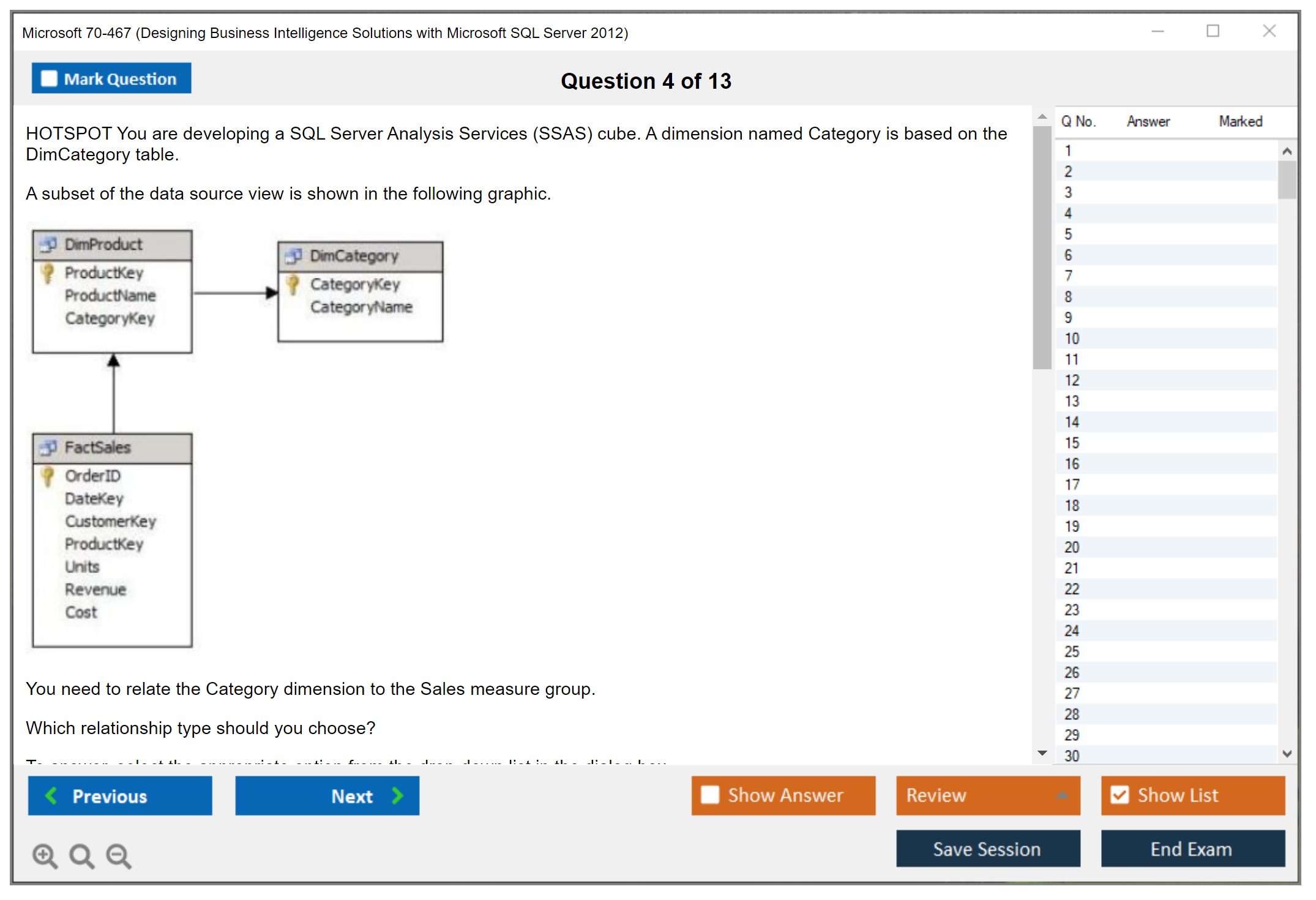 Microsoft 70-467 (Designing Business Intelligence Solutions with Microsoft SQL Server 2012) Exam Simulator Test Engine Exam Prep 4