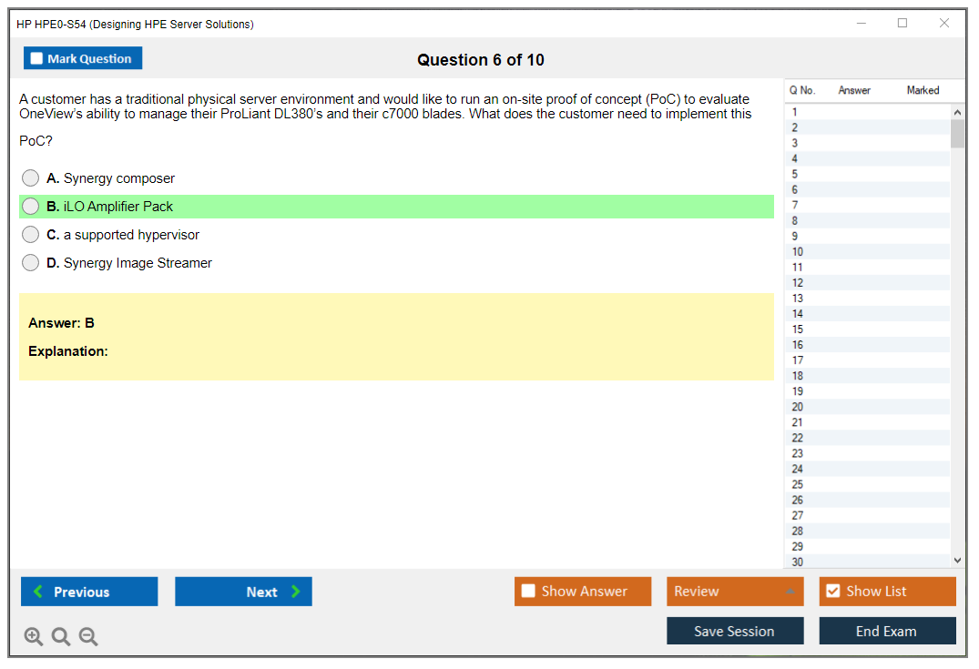 HP HPE0-S54 (Designing HPE Server Solutions) Exam Simulator Test Engine Exam Prep 6