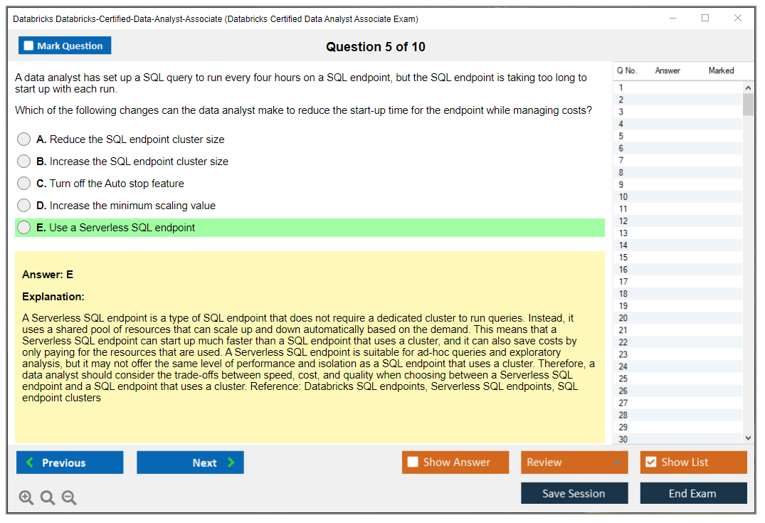 Databricks Databricks-Certified-Data-Analyst-Associate (Databricks Certified Data Analyst Associate Exam) Exam Simulator Test Engine Exam Prep 5