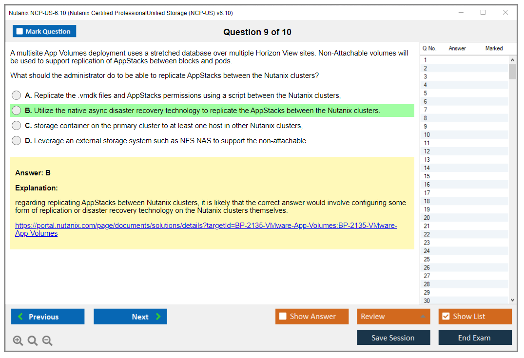 Nutanix NCP-US-6.10 (Nutanix Certified ProfessionalUnified Storage (NCP-US) v6.10) Exam Simulator Test Engine Exam Prep 9