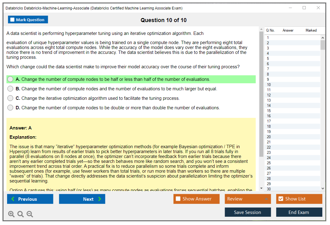 Databricks Databricks-Machine-Learning-Associate (Databricks Certified Machine Learning Associate Exam) Exam Simulator Test Engine Exam Prep 10
