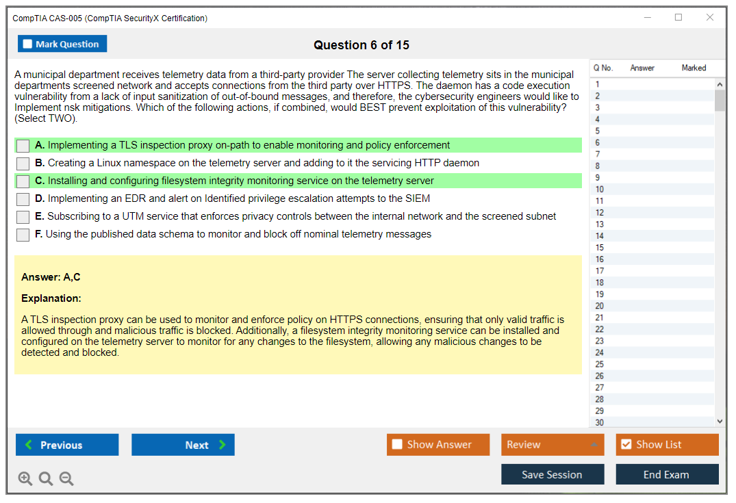 CompTIA CAS-005 (CompTIA SecurityX Certification Exam) Exam Simulator Test Engine Exam Prep 6