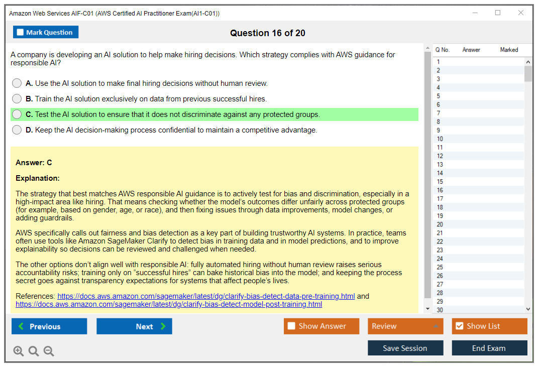 Amazon AWS AIF-C01 (AWS Certified AI Practitioner Exam(AI1-C01)) Exam Simulator Test Engine Exam Prep 16