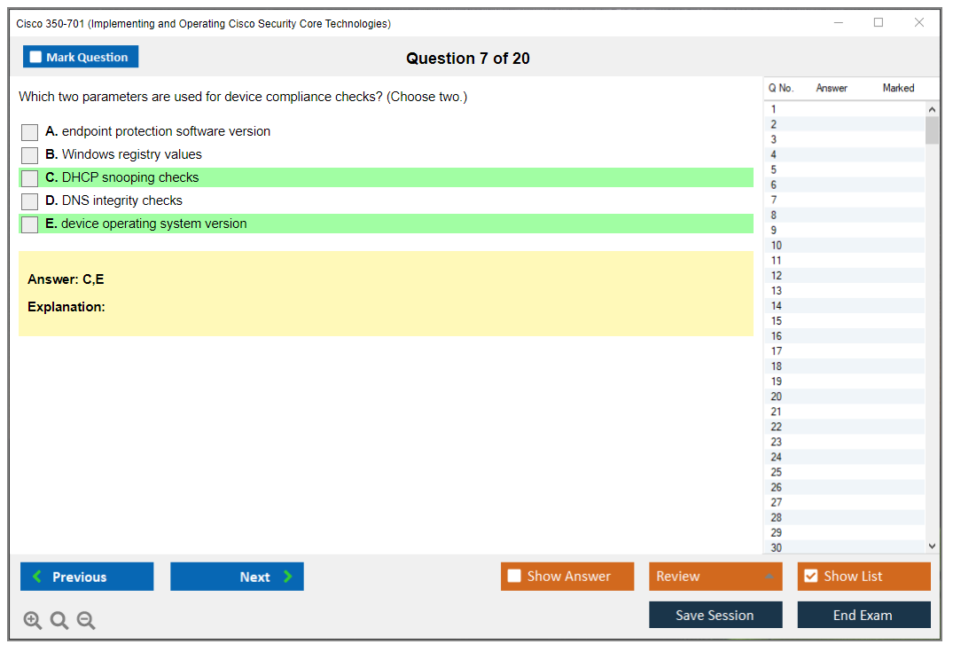 Cisco 350-701 (Implementing and Operating Cisco Security Core Technologies (SCOR 350-701)) Exam Simulator Test Engine Exam Prep 7