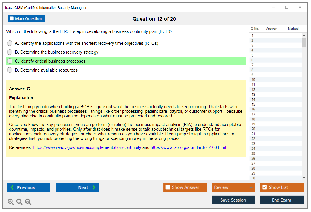 Isaca CISM (Certified Information Security Manager) Exam Simulator Test Engine Exam Prep 12