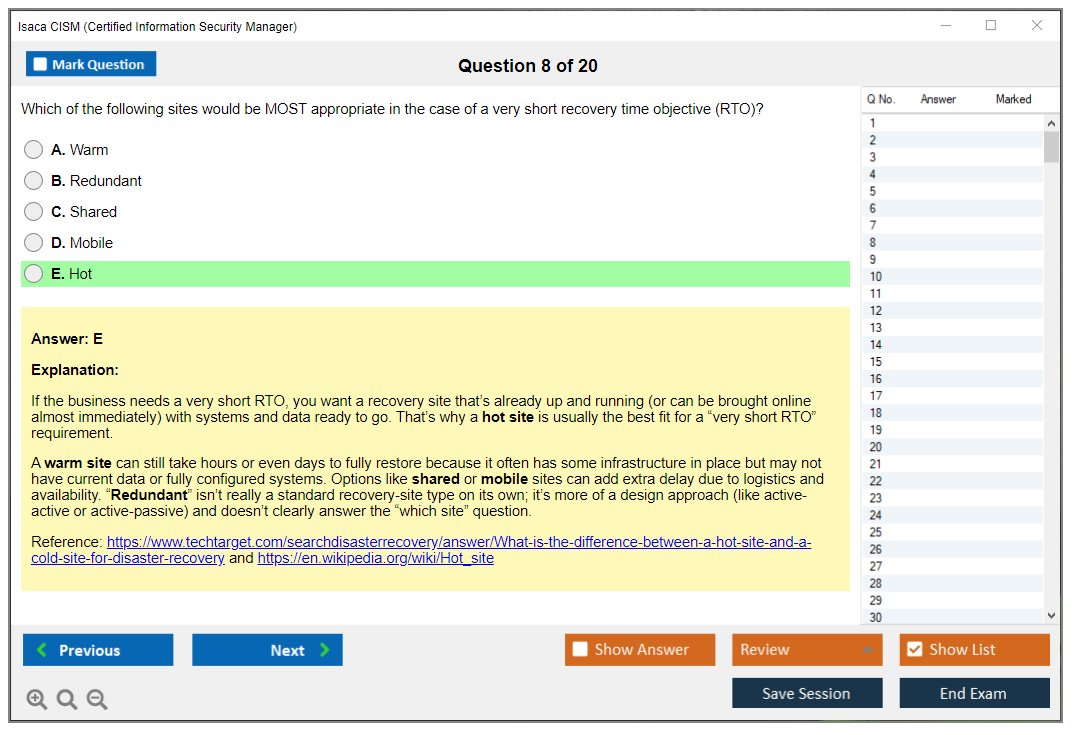 Isaca CISM (Certified Information Security Manager) Exam Simulator Test Engine Exam Prep 8