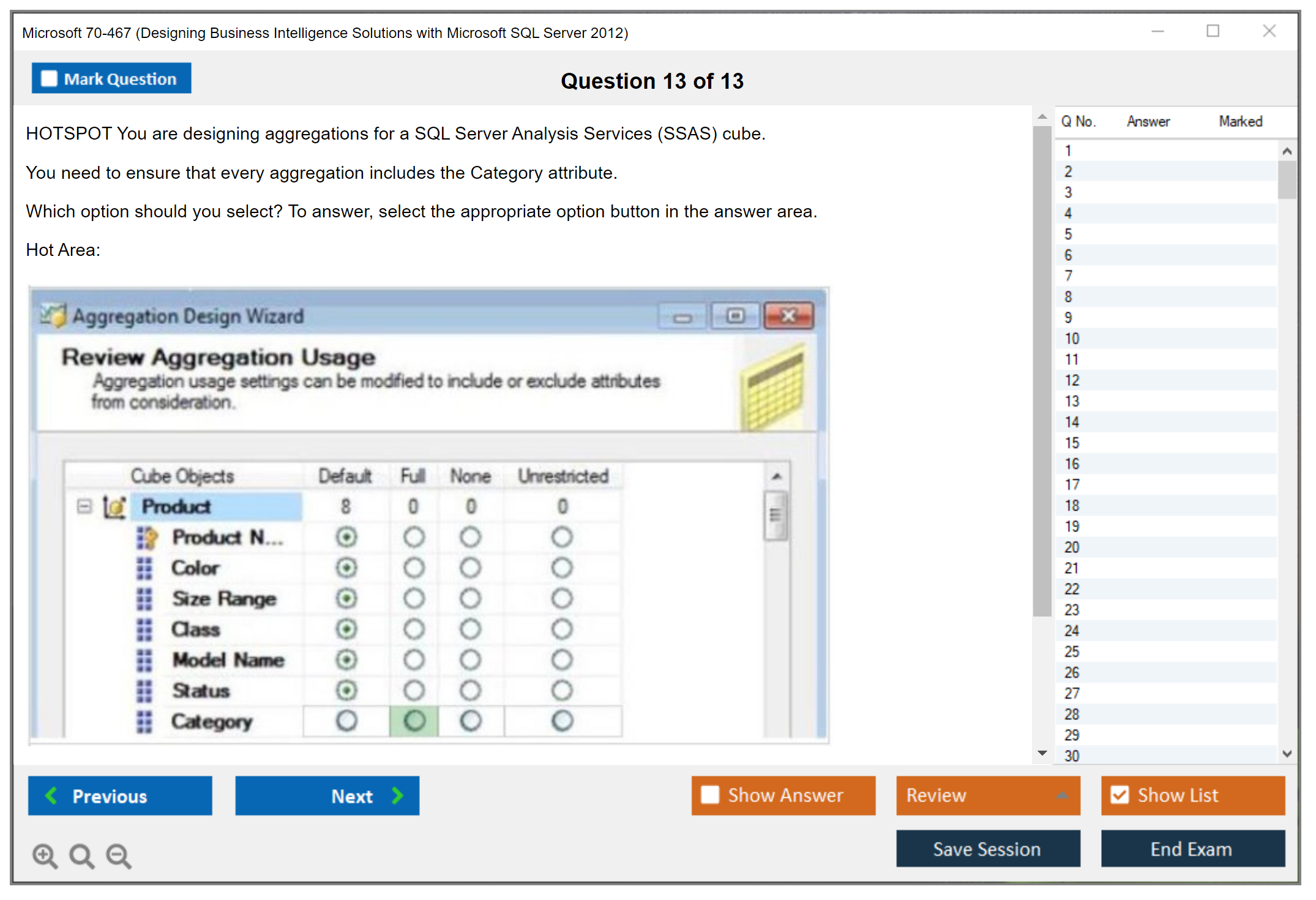 Microsoft 70-467 (Designing Business Intelligence Solutions with Microsoft SQL Server 2012) Exam Simulator Test Engine Exam Prep 13